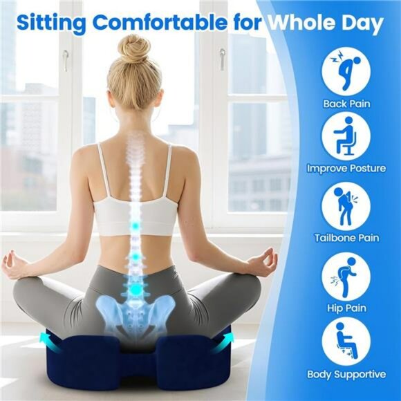 Memory foam seat cushion tailbone pain relief office chair car travel support - Picture 5 of 8